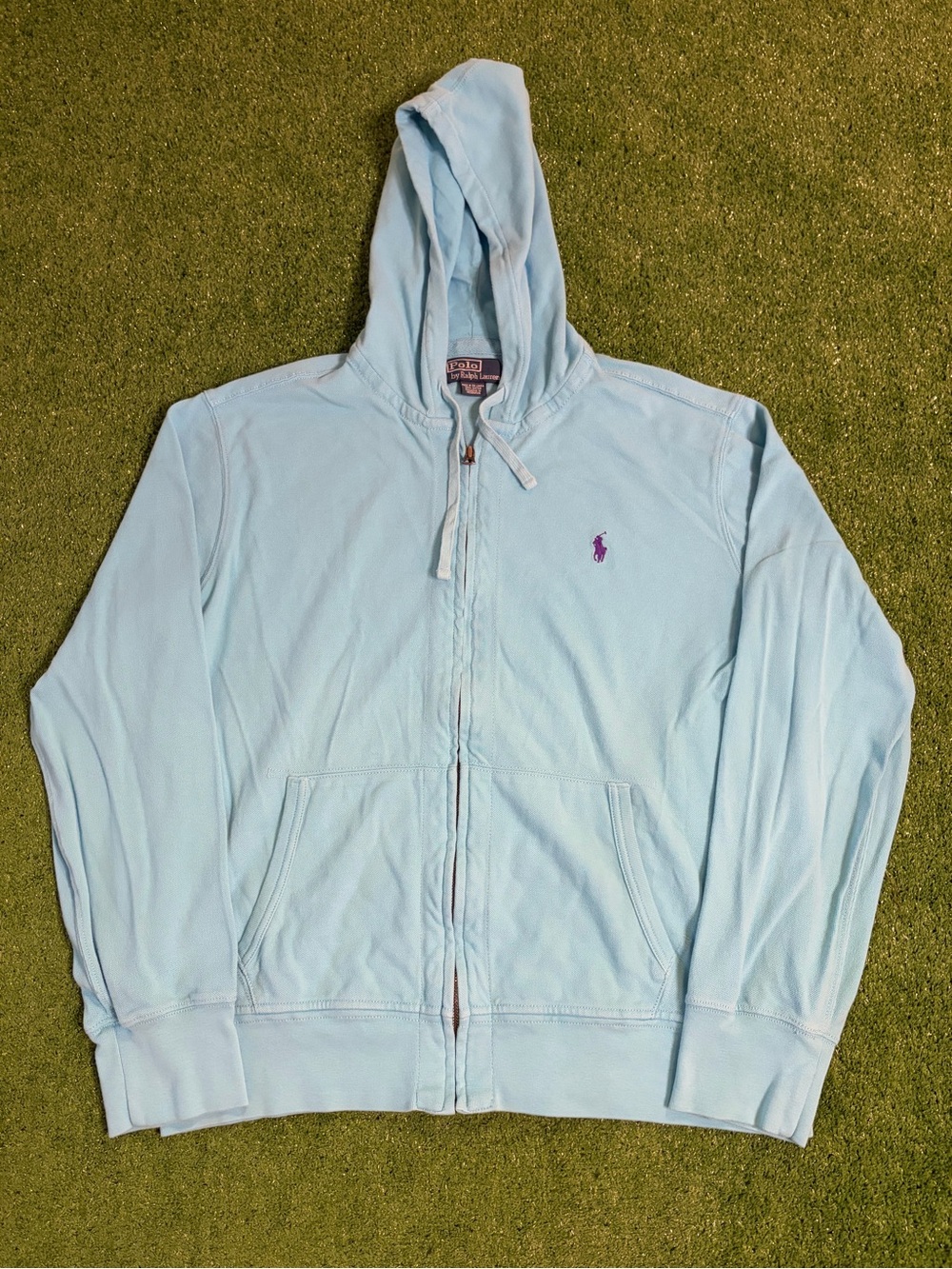 Vintage Polo Ralph Lauren Baby Blue Zip Up Hoodie